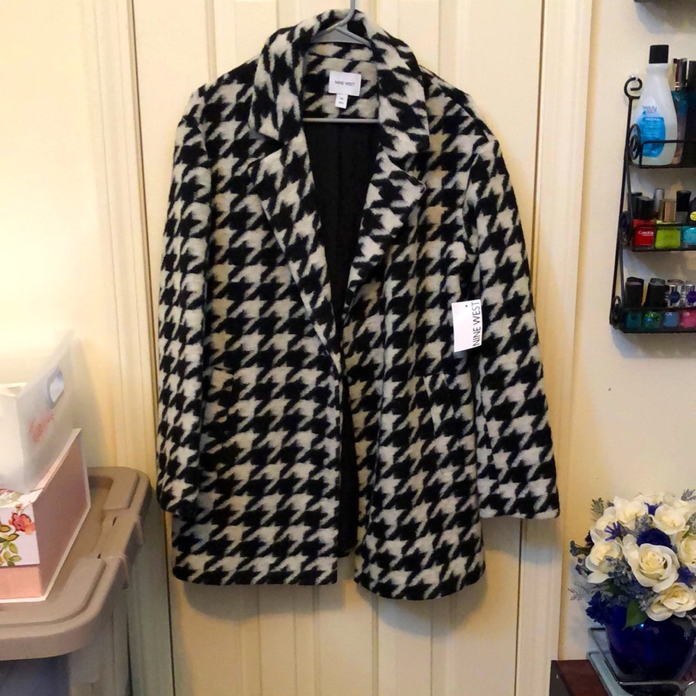 Houndstooth Nine West NWT Wool Jacket Size Medium